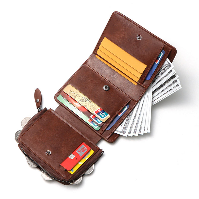 SUNICETY Embroidery Design Trifold Wallet for Men Multiple Card Slots PU Leather Cash Money Storage Pouch Card Carrying Bag SUNICETY Embroidery Design Trifold Wallet for Men Multiple Card Slots PU Leather Cash Money Storage Pouch Card Carrying Bag